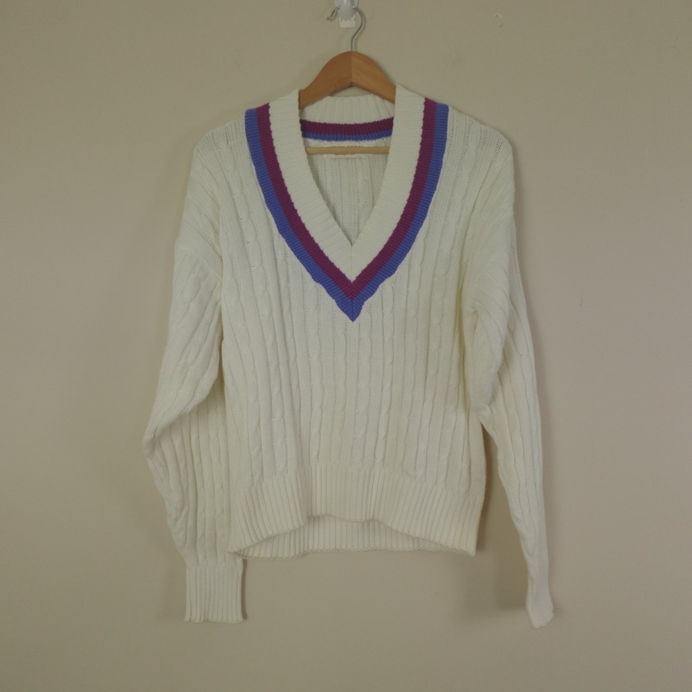 Wimbledon Sweater‎ Varsity Cable Knit Vintage